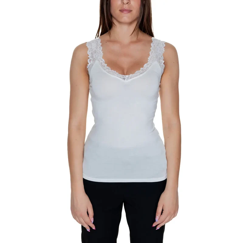 Vero Moda - Top à col en V uni blanc pour femmes