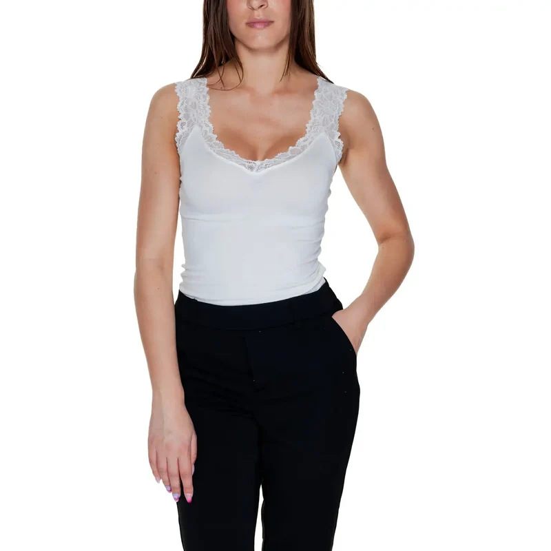 Vero Moda - Top à col en V uni blanc pour femmes