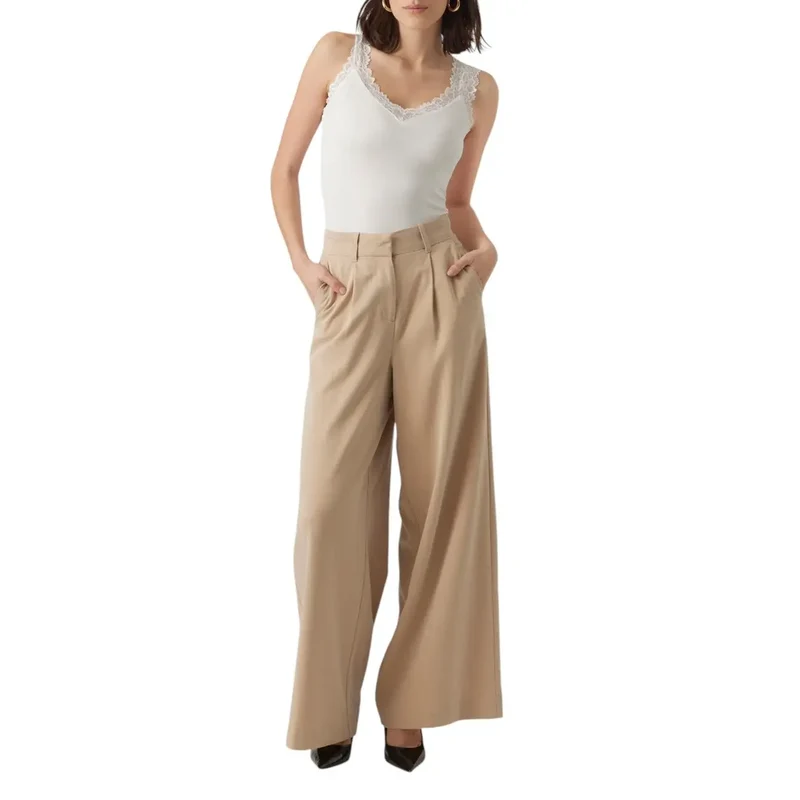 Vero Moda - Top à col en V uni blanc pour femmes