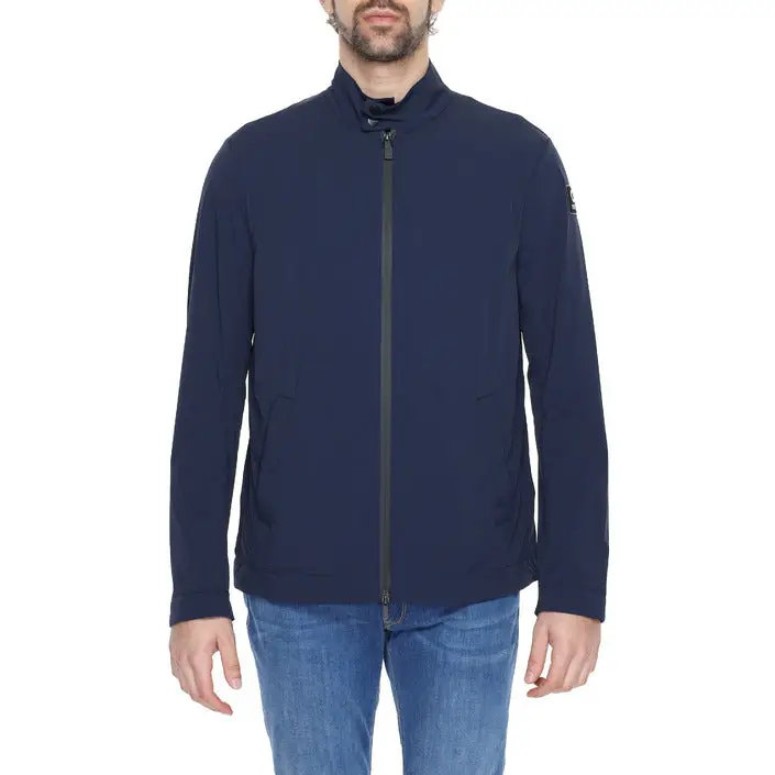 Veste à col roulé noire pour hommes en nylon et spandex