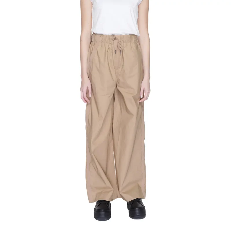 Blauer Pantalon en coton beige pour femmes