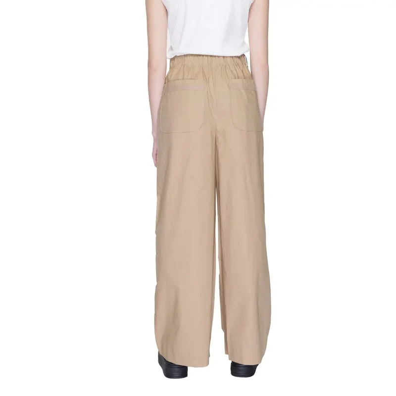 Blauer Pantalon en coton beige pour femmes