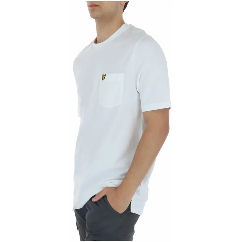 Lyle & Scott Hommes - T-shirt en coton imprimé blanc avec poches sur le devant