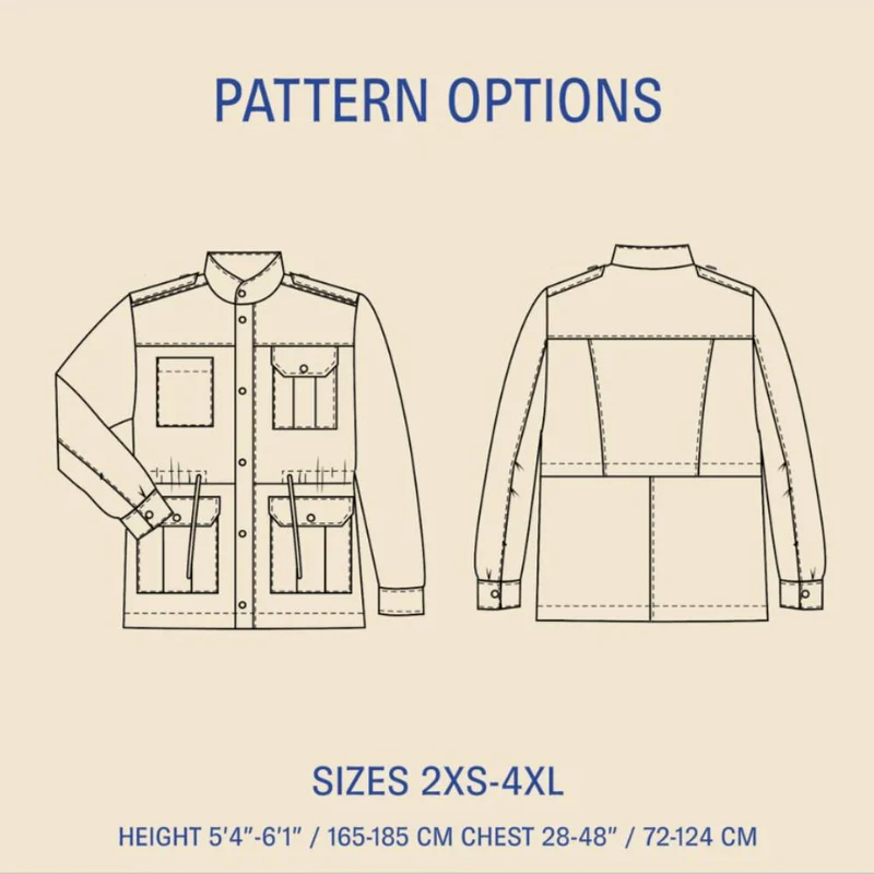 Patron de couture PDF | Veste utilitaire | Unisexe | Wardrobe by Me