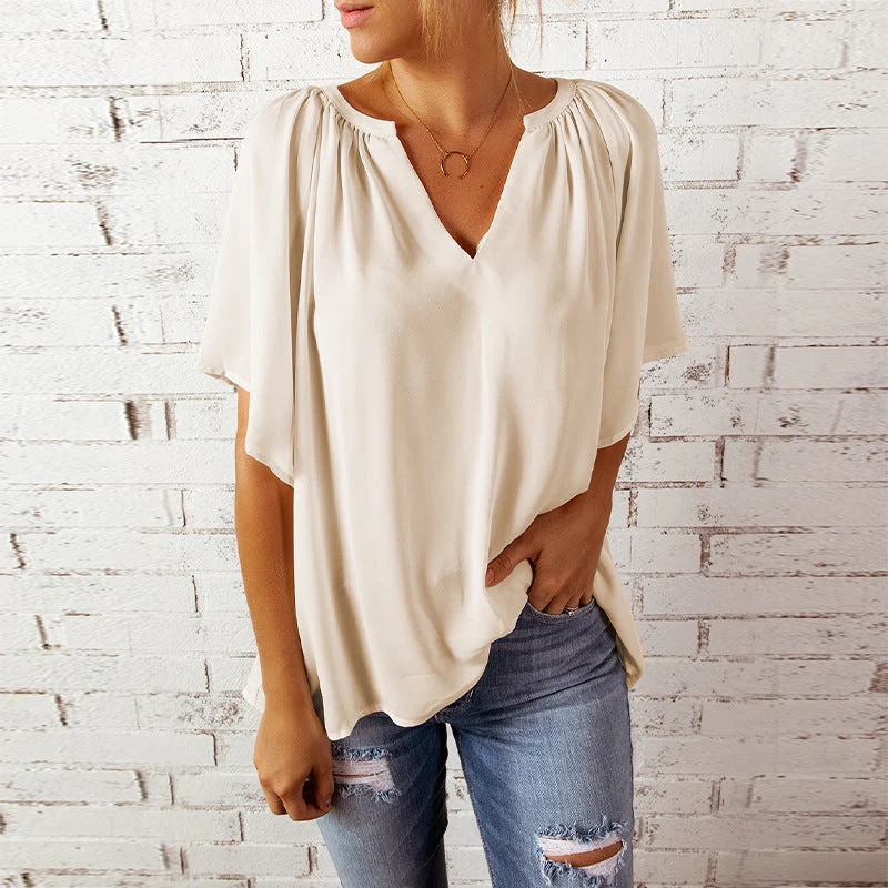 Samara T-Shirt Femme – Haut Décontracté à Manches Courtes en Maille Douce et Coupe Ample