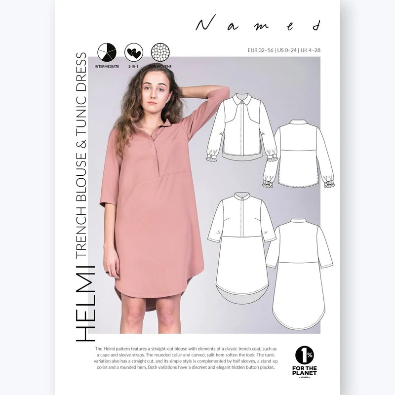 Patron de couture PDF | Chemisier trench & Robe tunique Helmi | Named Clothing