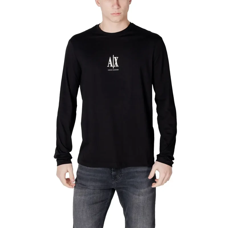 Armani Exchange Homme - T-shirt blanc à col rond imprimé