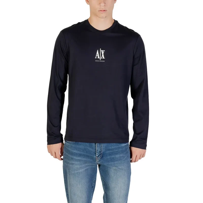 Armani Exchange Homme - T-shirt blanc à col rond imprimé