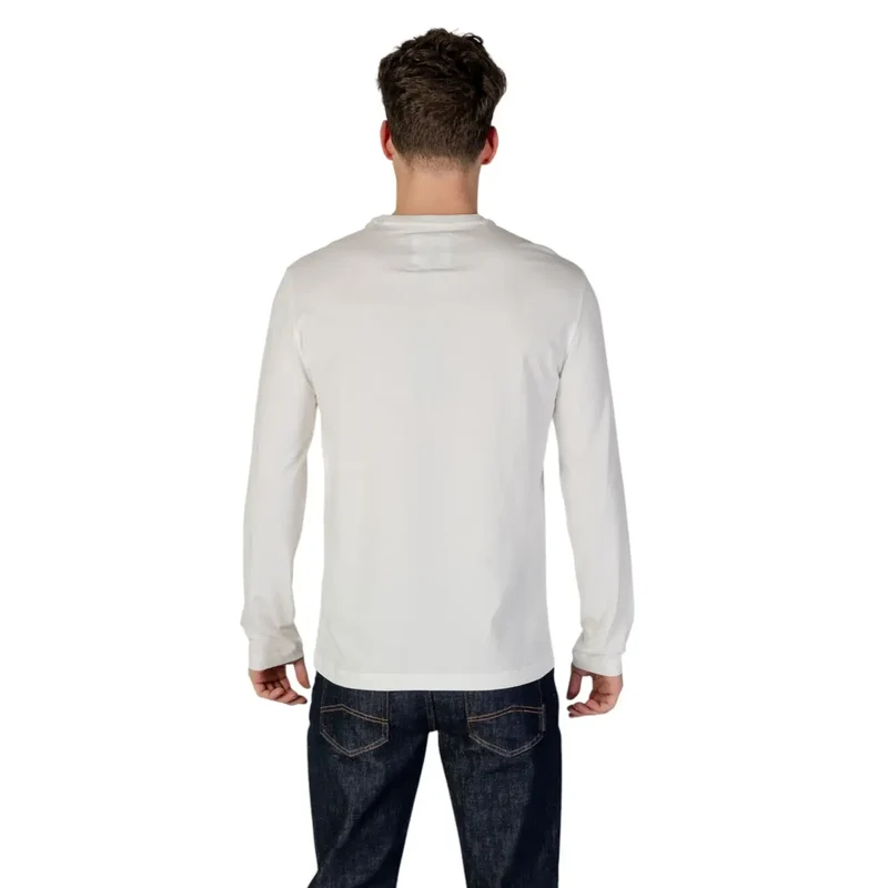 Armani Exchange Homme - T-shirt blanc à col rond imprimé