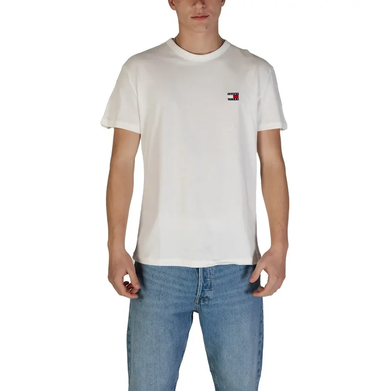 Tommy Hilfiger Hommes - Chemise en coton biologique blanc à col rond