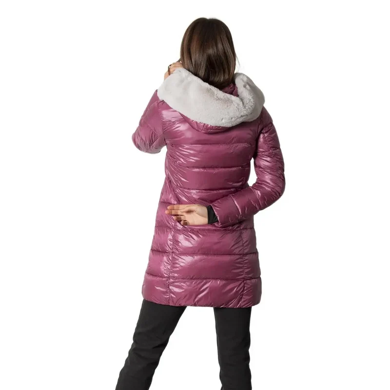 No Zone Women's Purple Long Hooded Jacket (Veste longue à capuche)