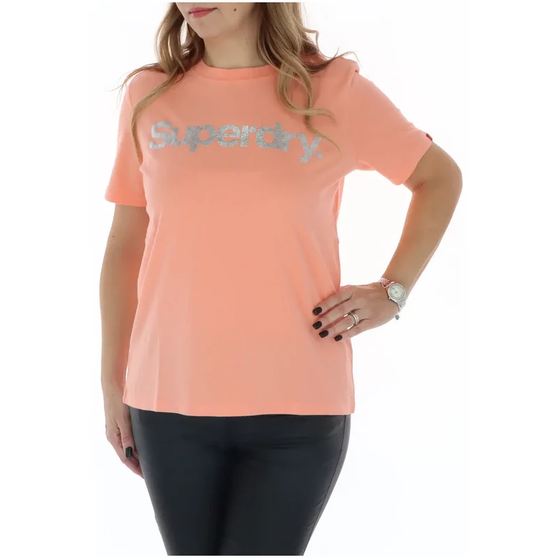 Superdry Women's Pink Printed Round Neck T-Shirt