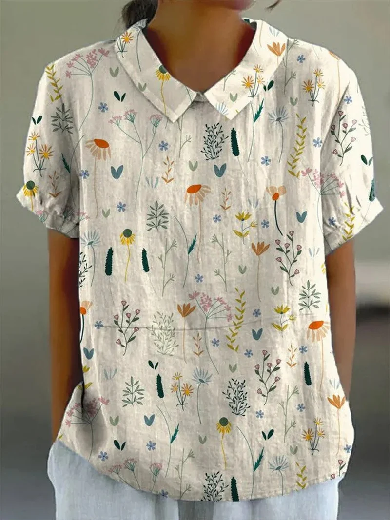 Alina Blouse Femme – Blouse Légère avec Imprimé Fleurs Sauvages & Coupe Décontractée Été