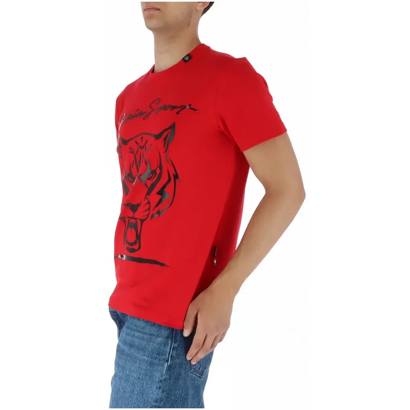 Plein Sport Men's Red Print Short Sleeve T-Shirt