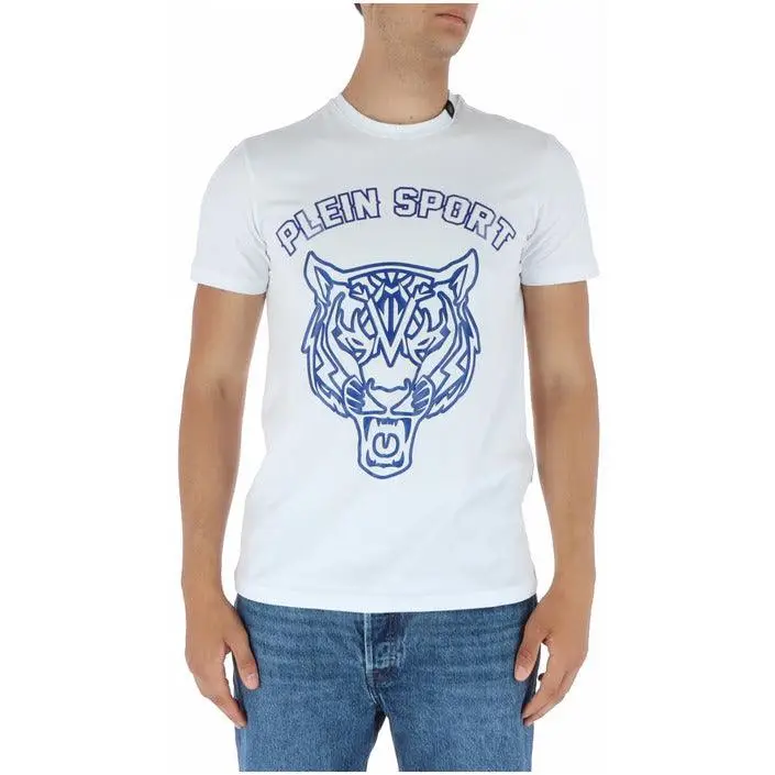 Plein Sport Hommes T-Shirt col rond imprimé blanc Mélange de coton