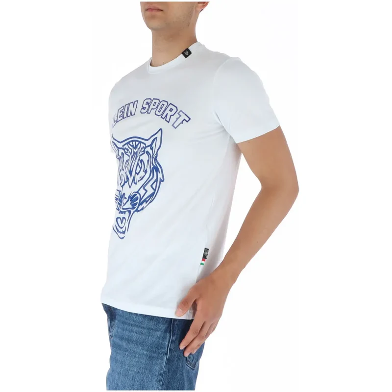 Plein Sport Hommes T-Shirt col rond imprimé blanc Mélange de coton