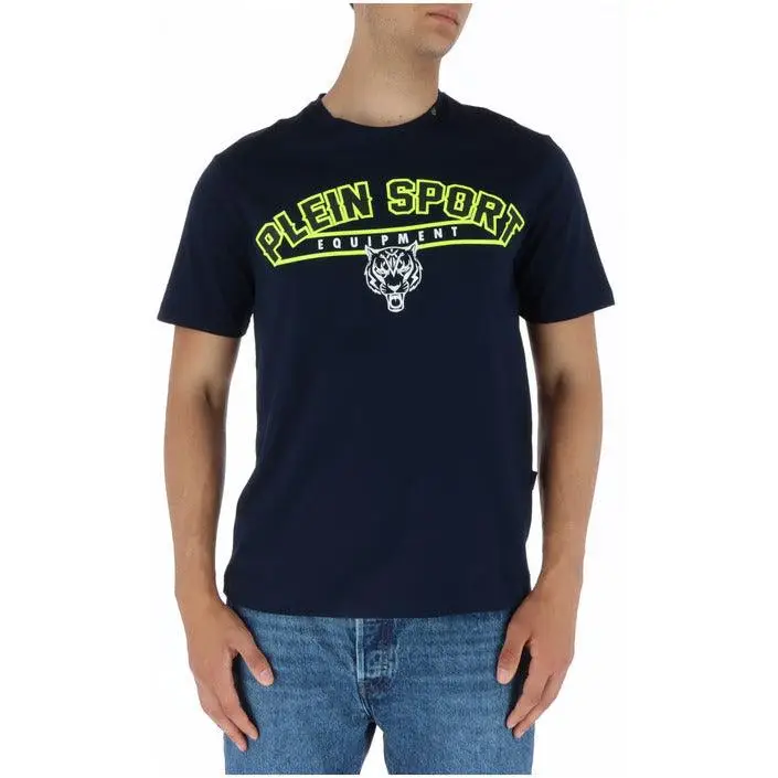 Plein Sport Men's Blue Printed Cotton T-Shirt