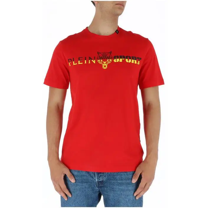 Plein Sport T-Shirt bleu en coton avec impression et col rond