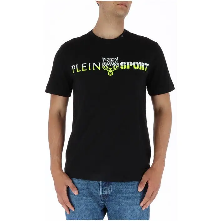Plein Sport T-Shirt bleu en coton avec impression et col rond
