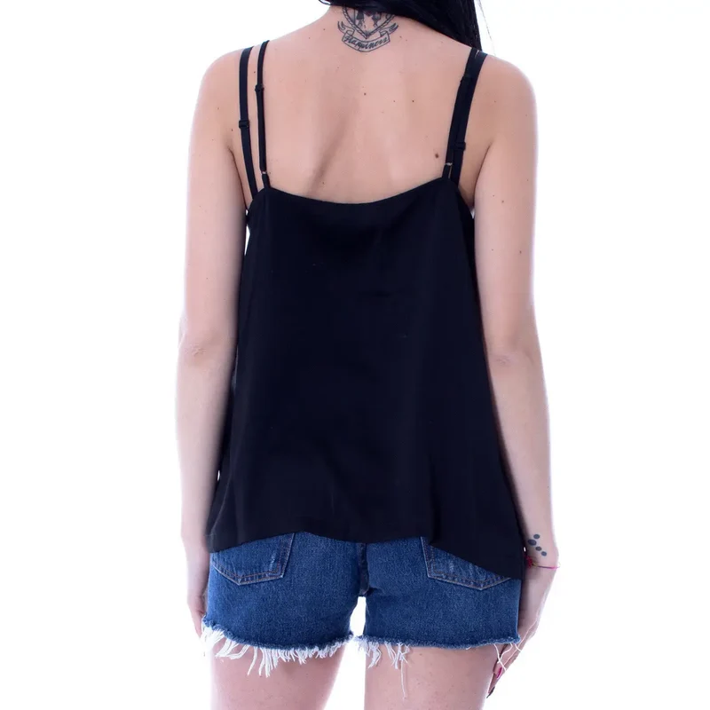 Débardeur noir à encolure en cœur pour femmes pour le printemps et l'été