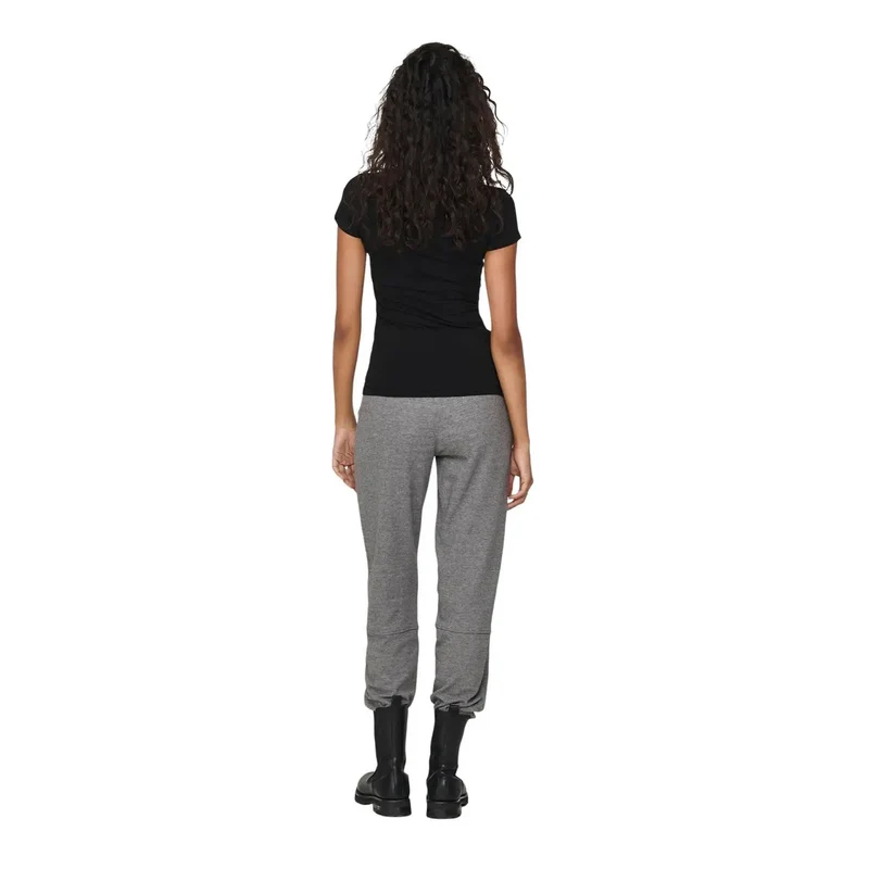 T-shirt noir à manches courtes et col rond pour femmes