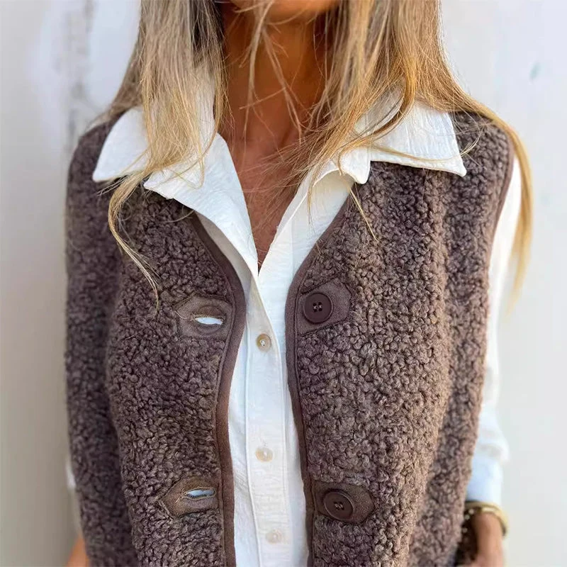 Julietta Gilet Femme en Maille – Gilet Sans Manches à Boutons avec Tissu Doux et Poches Pratiques