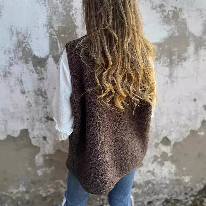 Julietta Gilet Femme en Maille – Gilet Sans Manches à Boutons avec Tissu Doux et Poches Pratiques