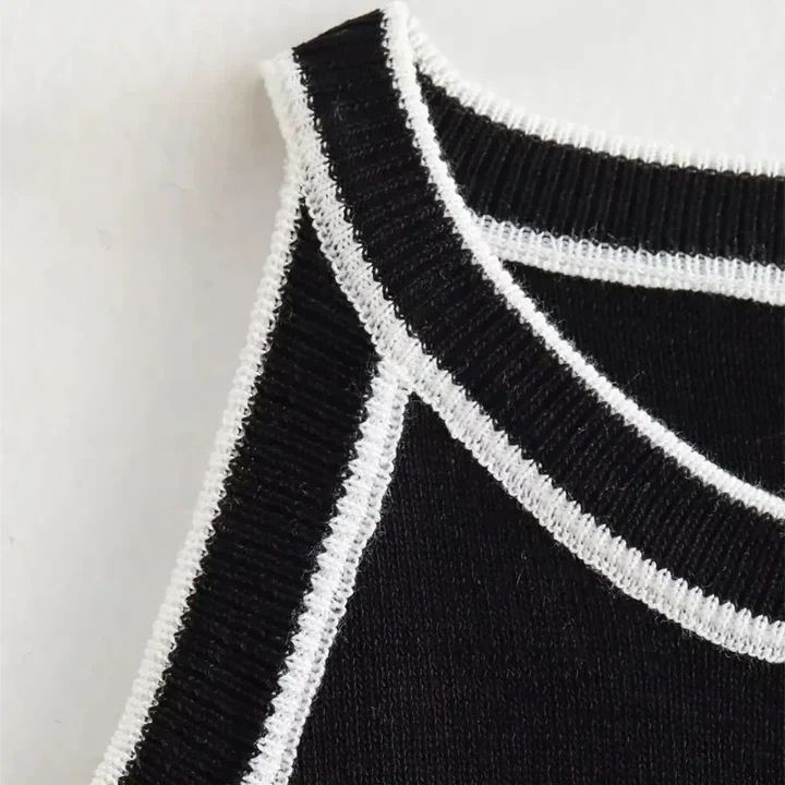 Haut femme Sophie – Haut noir et blanc à coupe classique et allure élégante