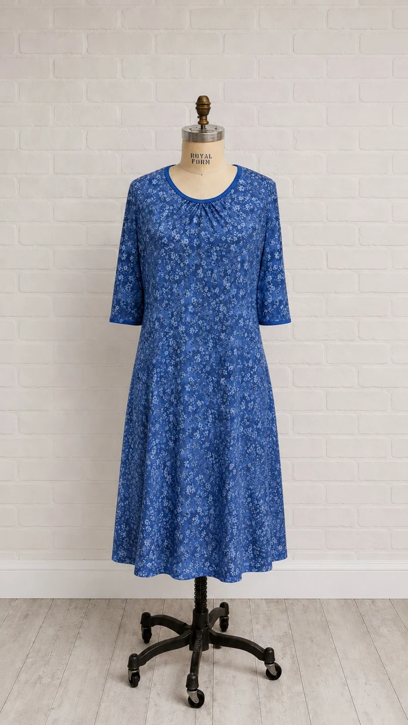 1XN131-2D315-Adaptive Nightgown With Pleats At Neckline