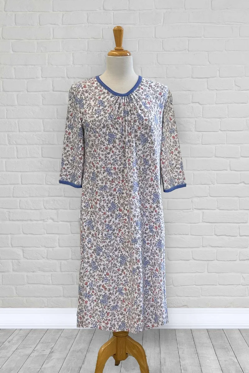 1XN131-2B317-Adaptive Nightgown, V Neck, 3/4 Sleeves