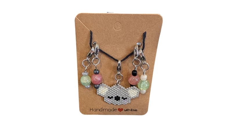 Set de Marqueurs de Mailles Premium : Koala Tissé & Perles Craquelées