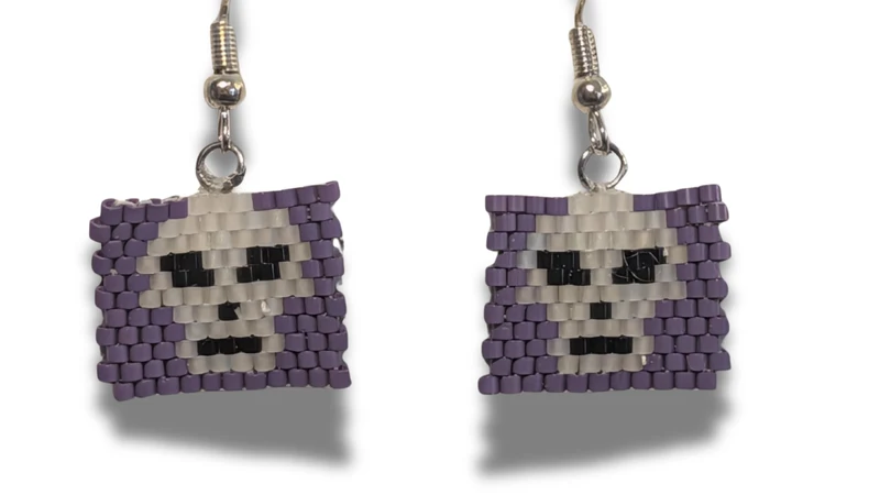 Boucles d'oreilles Tête de Mort Violette