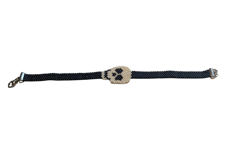 Bracelet Tissé Crâne Blanc