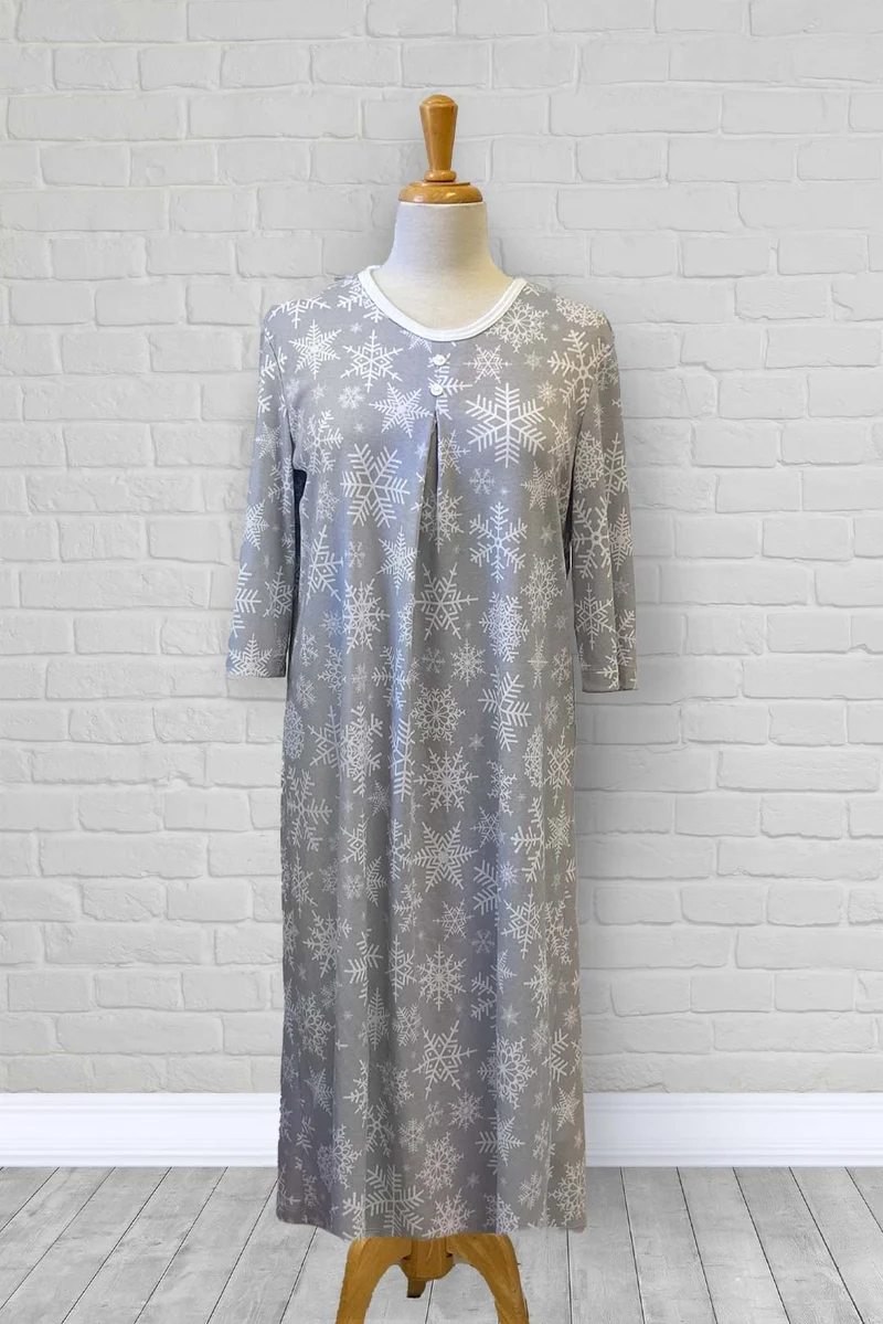 1WN130-2A306-Adaptive Nightgown, Crew Neck, 2 Buttons