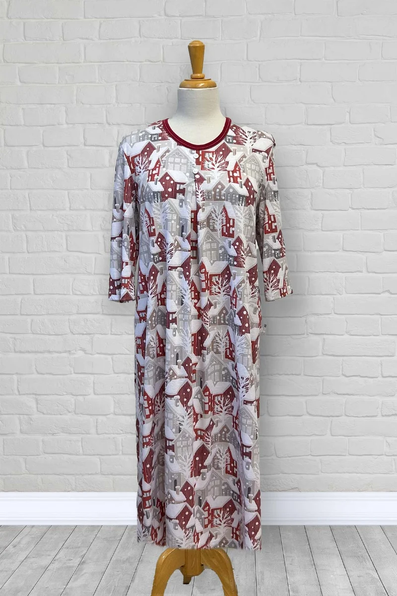 1WN130-2A305-Adaptive Nightgown, Crew Neck, 2 Buttons