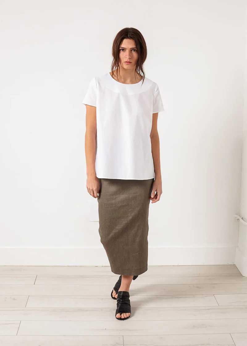 Pleat Back Blouse in White