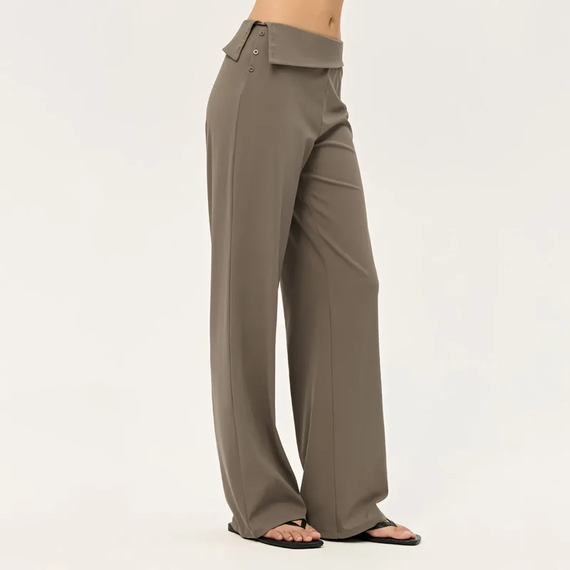 SPARK Women's Irregular Button Waist Wide Leg Pants DS126128
