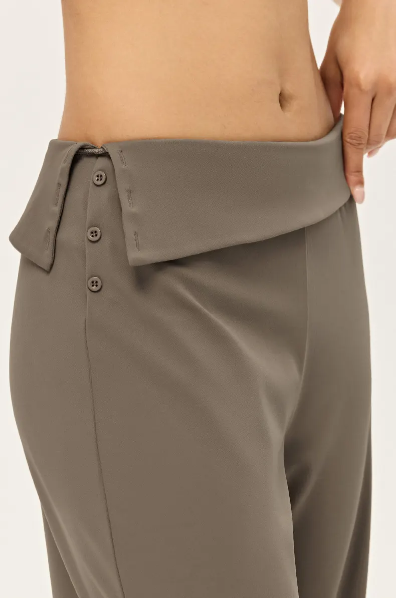 SPARK Women's Irregular Button Waist Wide Leg Pants DS126128