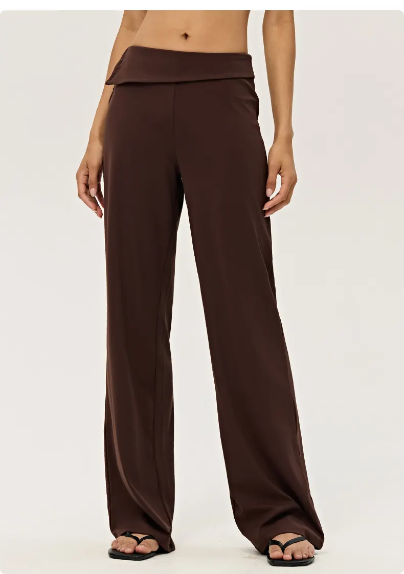 SPARK Women's Irregular Button Waist Wide Leg Pants DS126128