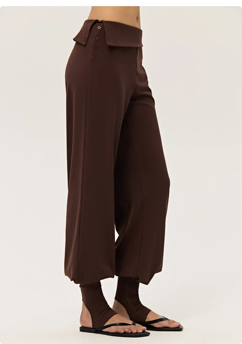 SPARK Women's Irregular Button Waist Wide Leg Pants DS126128