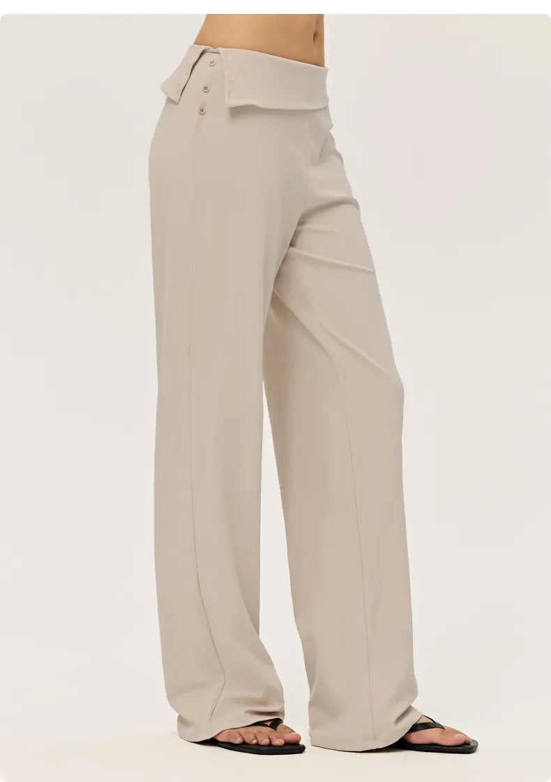 SPARK Women's Irregular Button Waist Wide Leg Pants DS126128