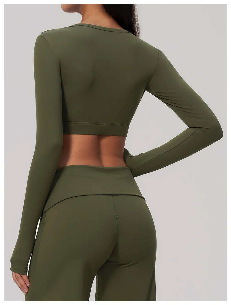 SPARK Women's U-Neck Long-Sleeve Crop Yoga Top ZC9599
