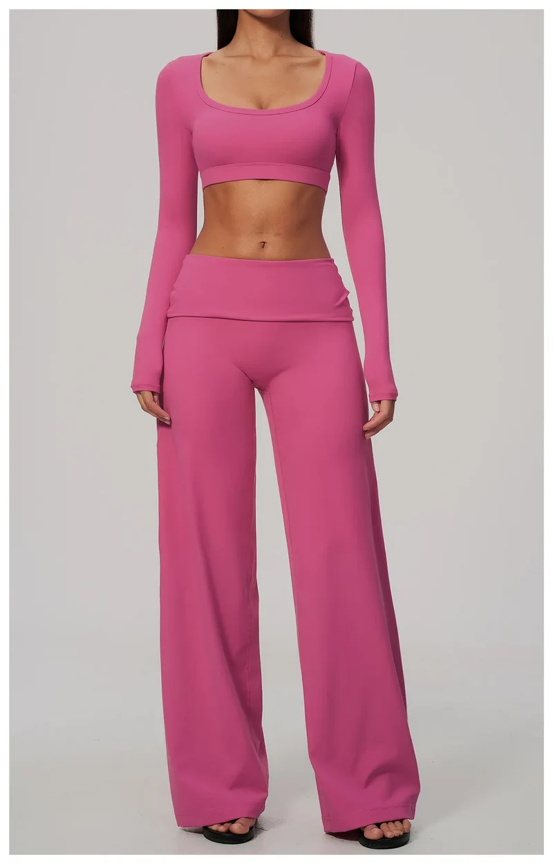 SPARK Women's U-Neck Long-Sleeve Crop Yoga Top ZC9599