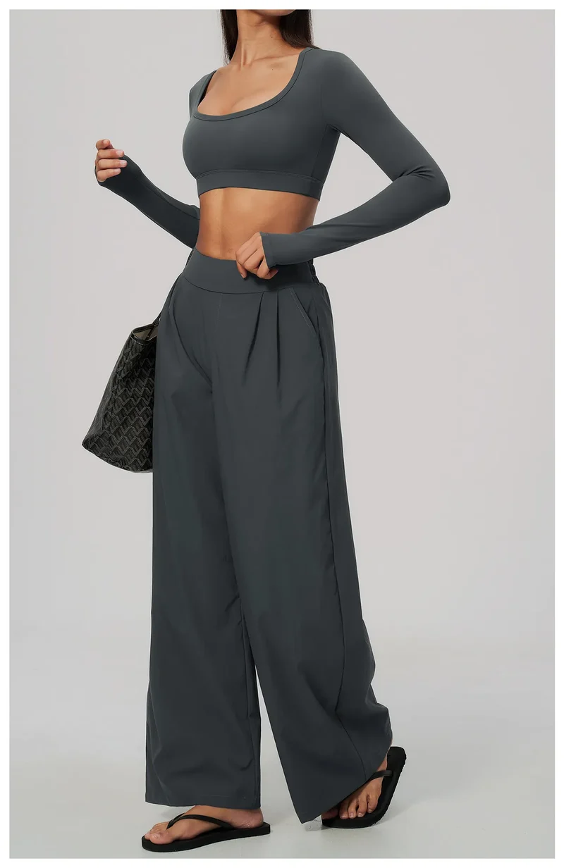 SPARK Women's U-Neck Long-Sleeve Crop Yoga Top ZC9599