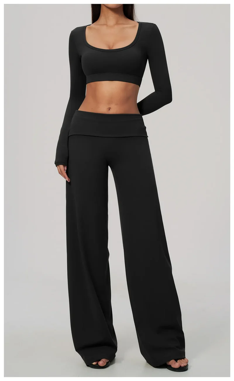 SPARK Women's U-Neck Long-Sleeve Crop Yoga Top ZC9599