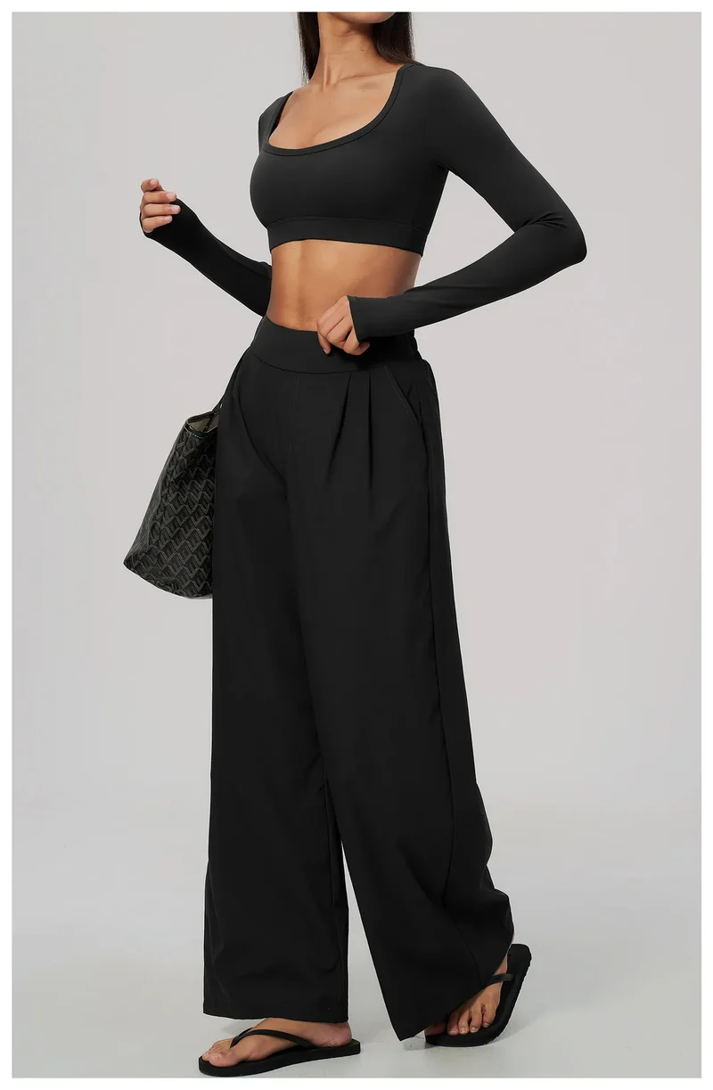 SPARK Women's U-Neck Long-Sleeve Crop Yoga Top ZC9599