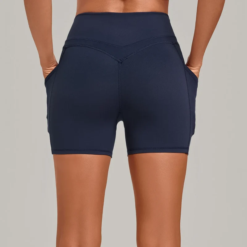 SPARK Women's Tummy Control High-Waisted Yoga Shorts with Pockets TF2116