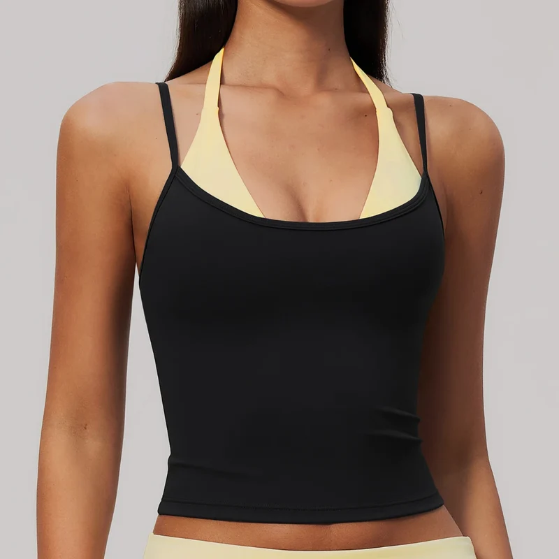 SPARK Women’s Color Block Halter Cami Yoga Tank Top ZC2585