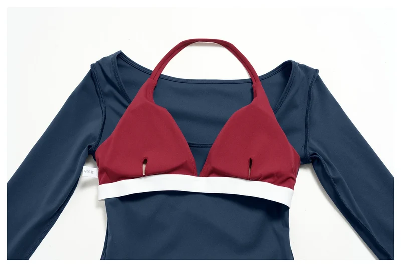 SPARK Women’s Color Block Halter Yoga Long Sleeve Top ZC2585