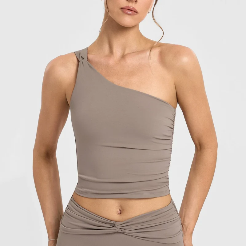 SPARK One-shoulder Twisted Yoga Tank Top for Women FNK26071